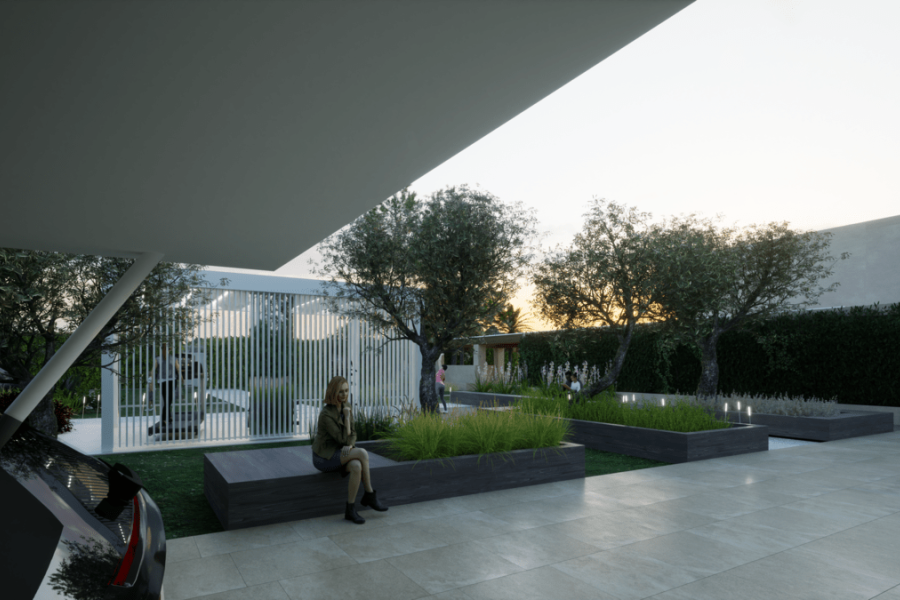 Architecture HoHo exterior views of outdoor gym in a villa in Thimari