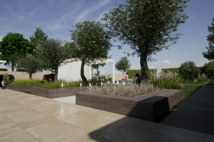 Architecture HoHo exterior views of a garden in  Thimari