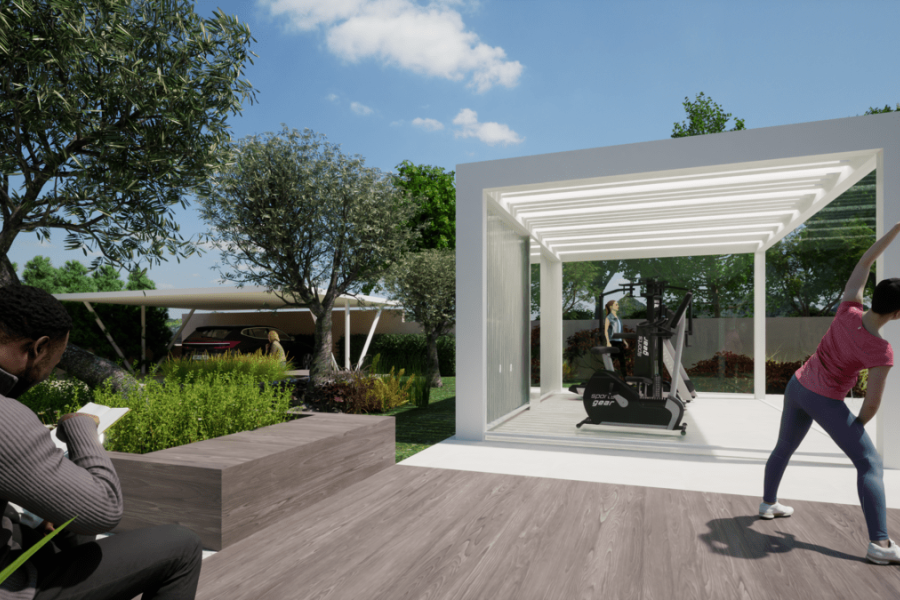Architecture HoHo showcase of an outdoor gym in a villa in Thimari